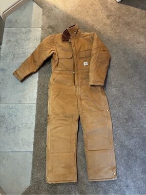 Vintage Carhartt Tan Duck Insulated Bib Coverall